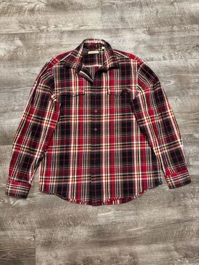 G.H. Bass & Co Plaid Button Front Shirt Size Medium